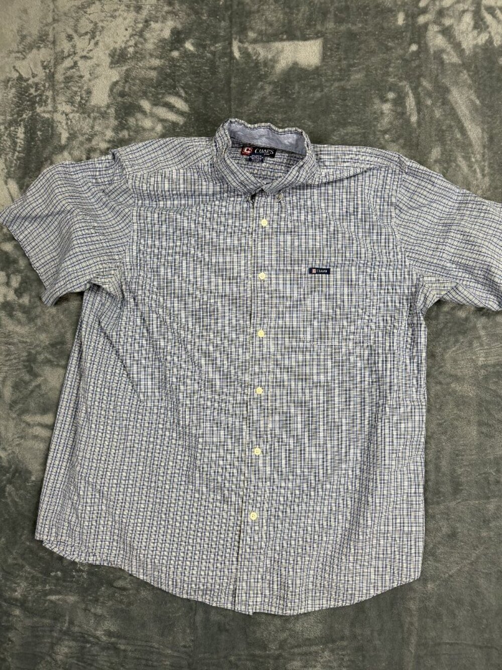 Chaps Mens Short Sleeve Button-Down Shirt Plaid  XL Casual